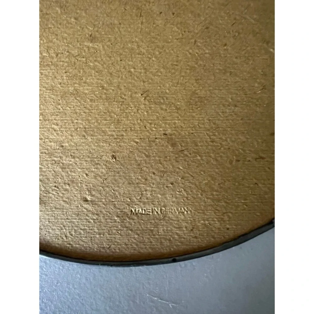 Vintage German Oval Wall Print‎ Scalloped Metal Frame Coastal Village Scene 8x6